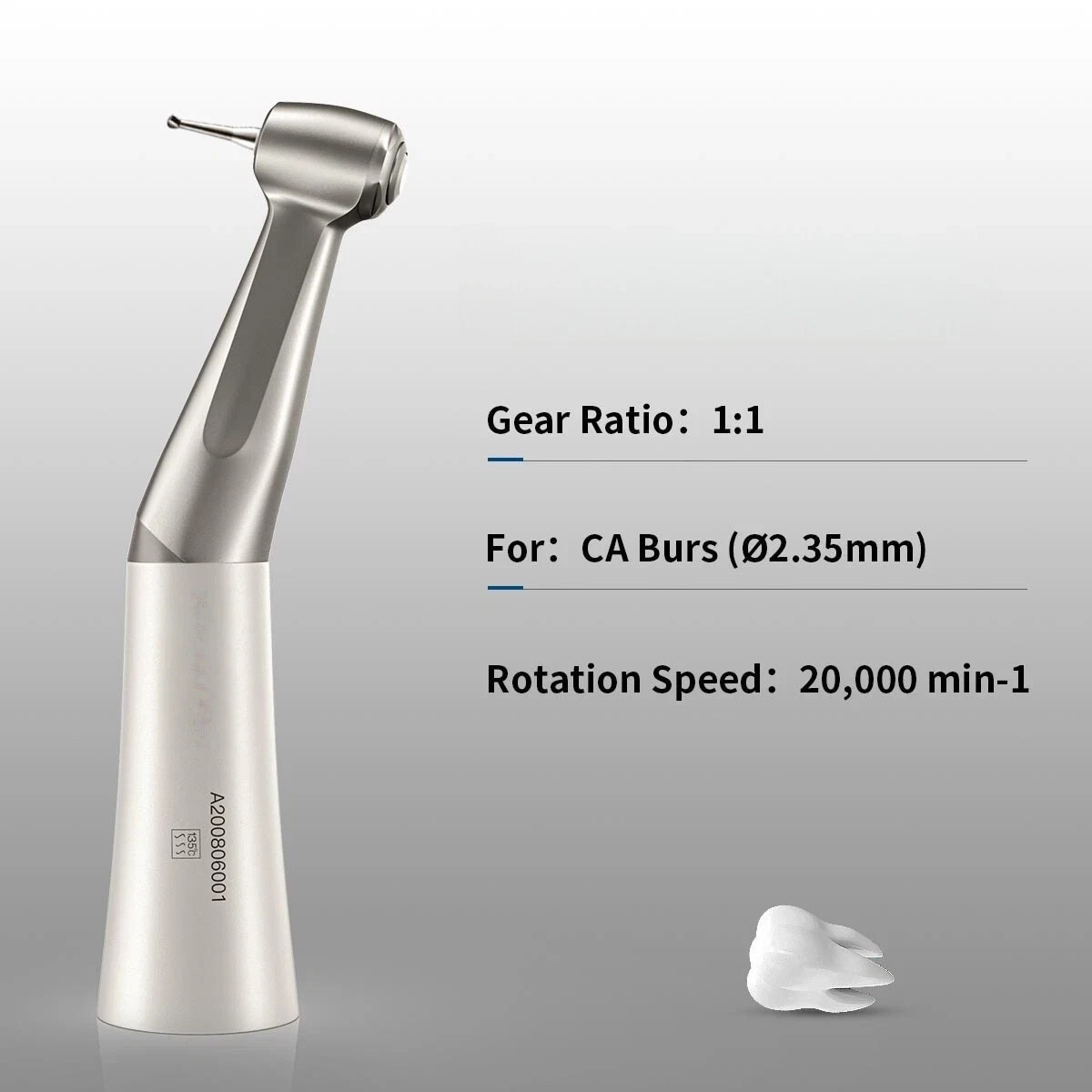 Dental Low Speed 1:1 Direct Drive Contra Angle Push Button Handpiece E-Type