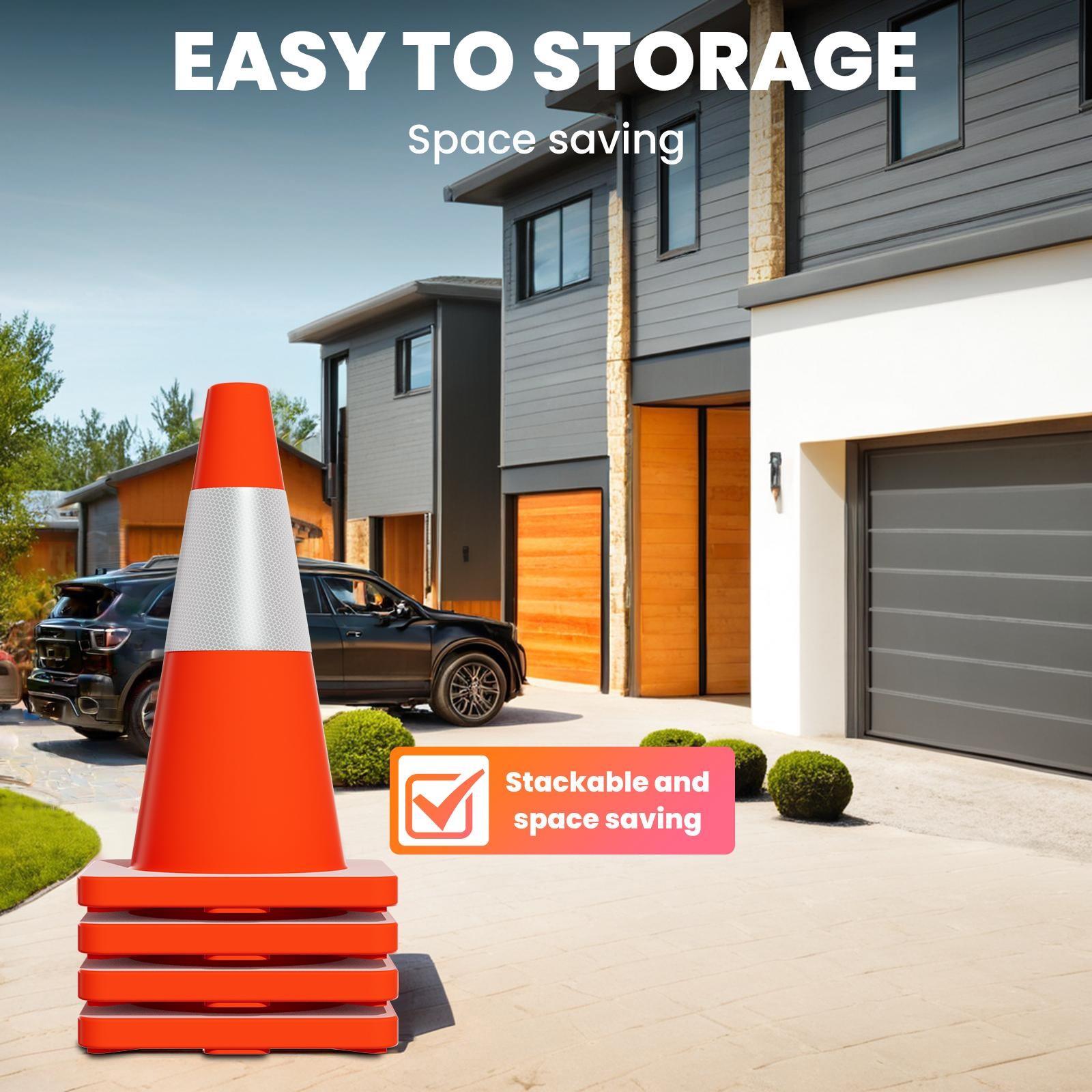 20 PACK 18″ Heavy Duty Traffic Safety Cones,2.97lbs Weight,W Reflective Collar