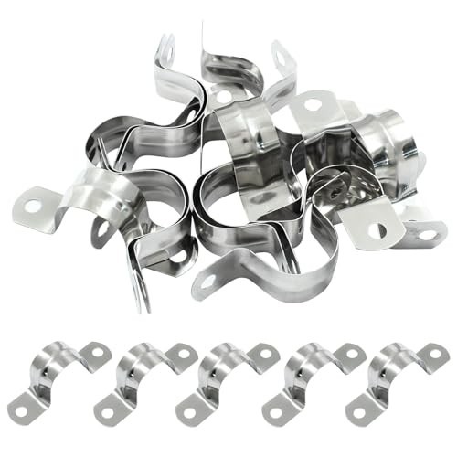 50-Pack M5 Stainless Steel Pipe Strap Clamps 3/16″ Two-Hole U Brackets