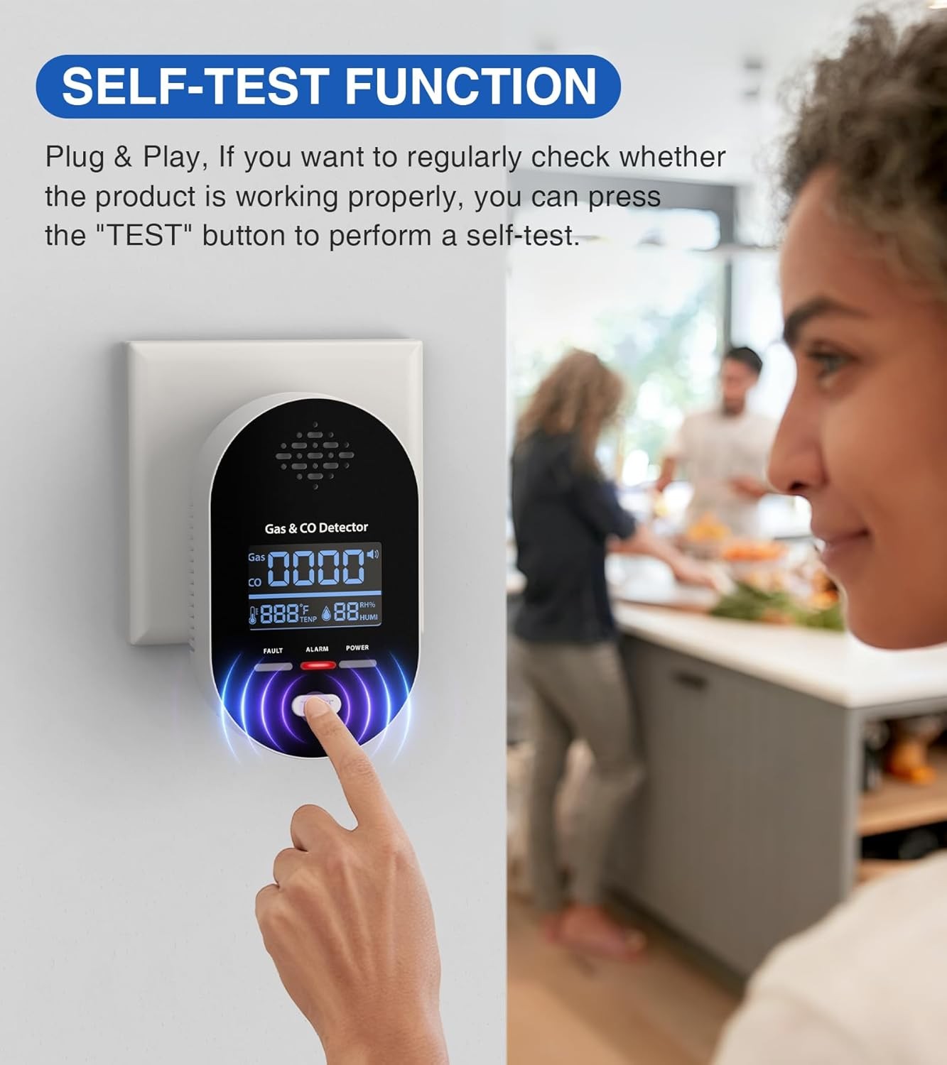 4-in-1 Carbon Monoxide Detector Warning Alarm Sensor LED Temperature Detectors