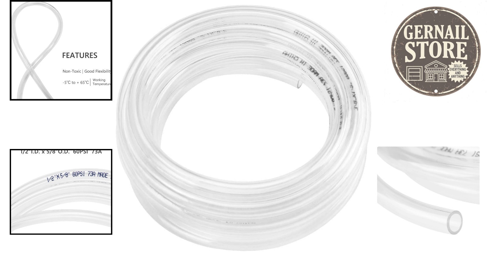 Versatile 5ft Clear Flexible PVC Hose – UV Resistant, Non-Toxic, BPA-Free