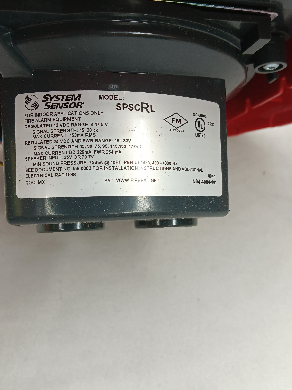 System Sensor spsCRL Indoor Red Fire Alarm System Ceiling Mounted Speaker Strobe