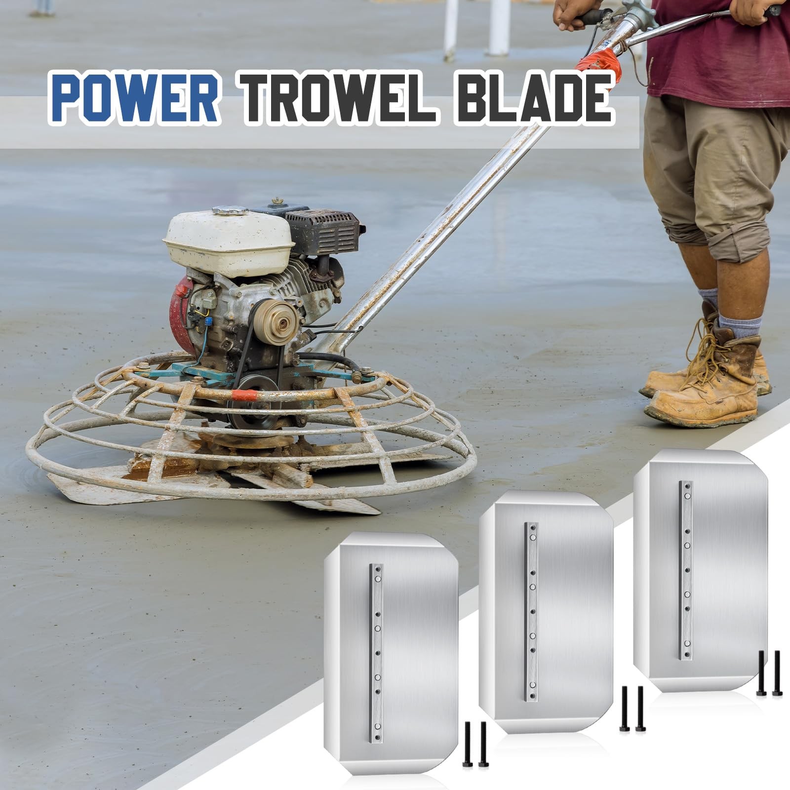 Lanties 4 Pcs Trowel Blades 8″ x 14″ Stainless Steel Combination 8“x 14”