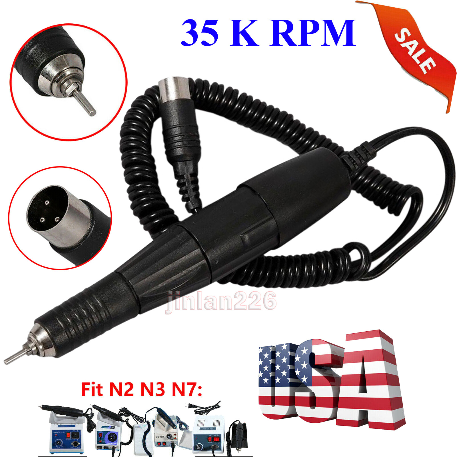 Dental Lab 35K rpm Motor Handpiece fit for Marathon Electric Micromotor Unit