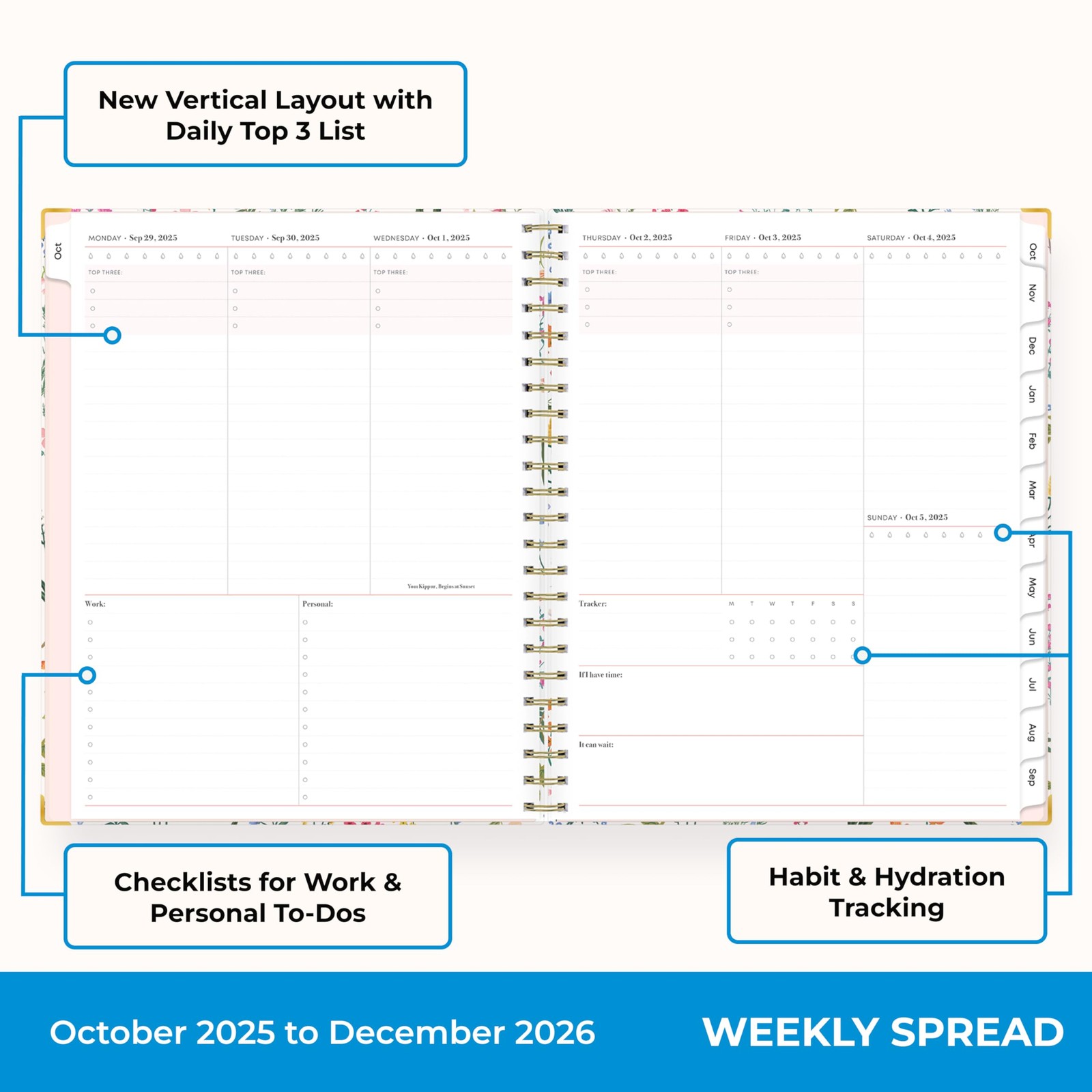 15 Month 2026 Weekly and Monthly Planner Calendar, October 2025 – December 20…