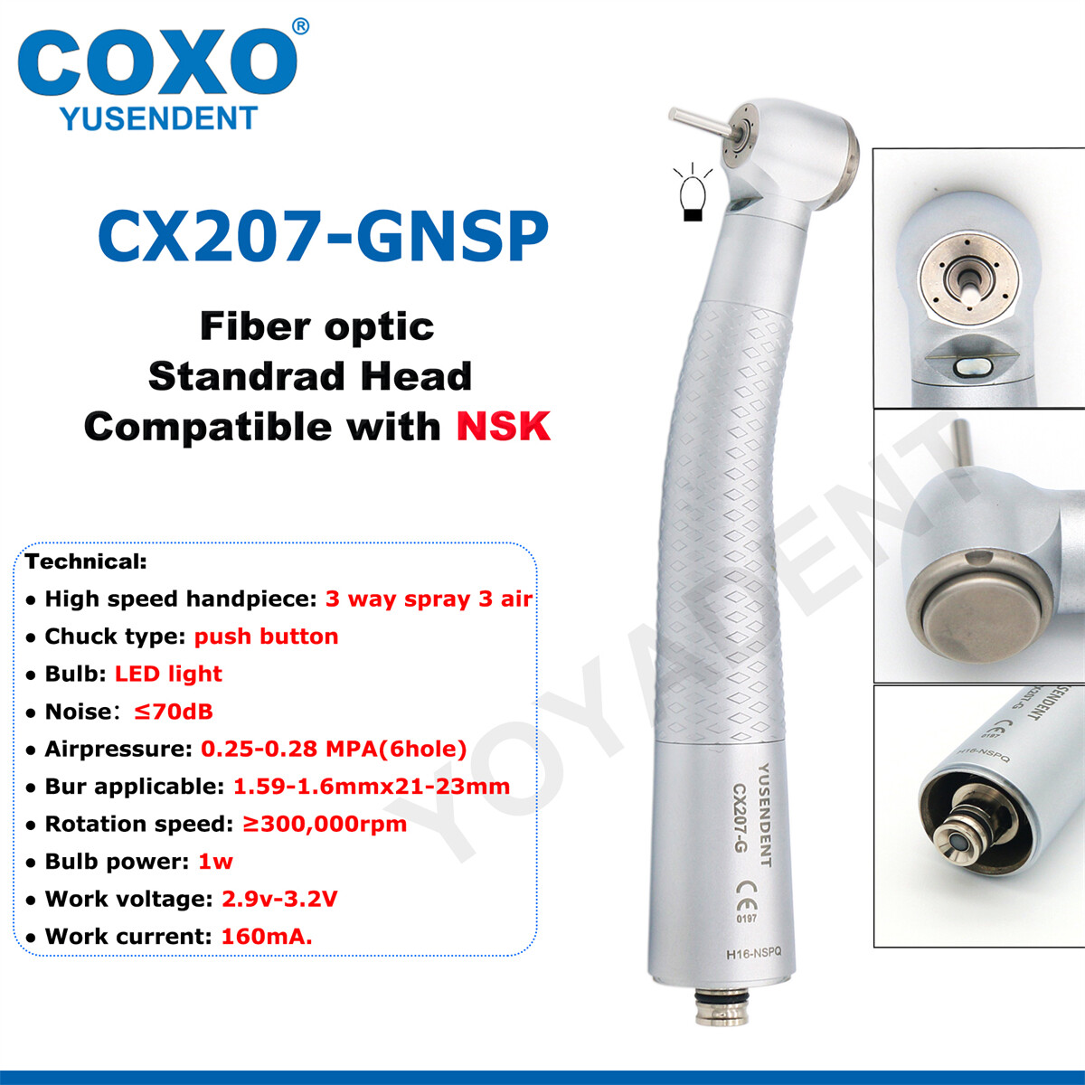 US COXO Dental Turbine High Speed Fiber Optic Handpiece Coupling 6 Pin Fit NSK