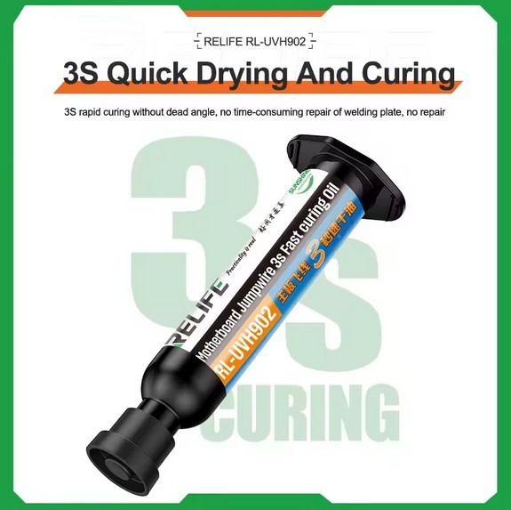 RELIFE Fast Drying UV Solder Mask Ink Fast Curing RL-UVH902G 3S 10cc Pcb – Green