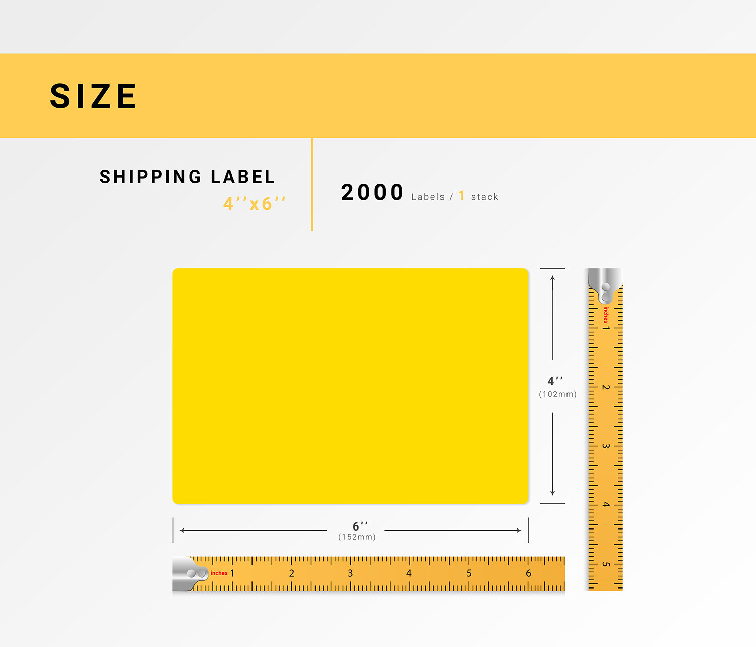 ZEBRA 4″ x 6″ Fanfold YELLOW Direct Thermal (1) stack 2,000 Labels per Stack