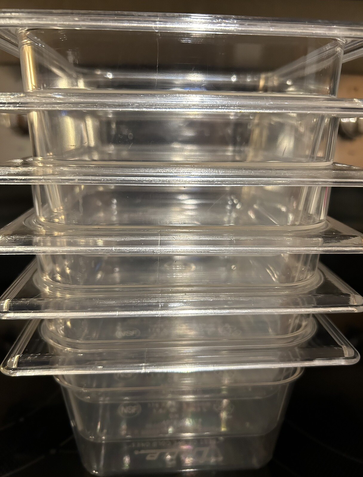 6 Each True Clear Food Pan 1/6 Size 4” Deep NSF Commercial Prep Polycarbonate