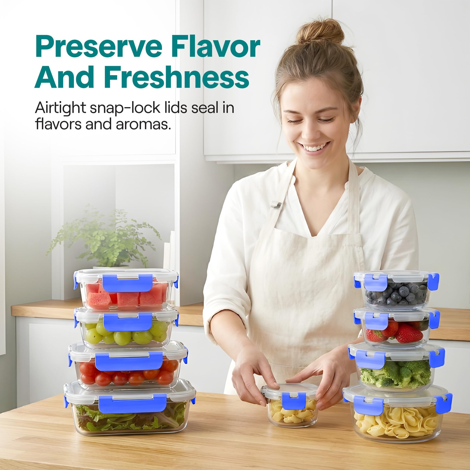 Serenelife 24 Piece Glass Storage Containers Lids 12 Pack Glass Meal Prep