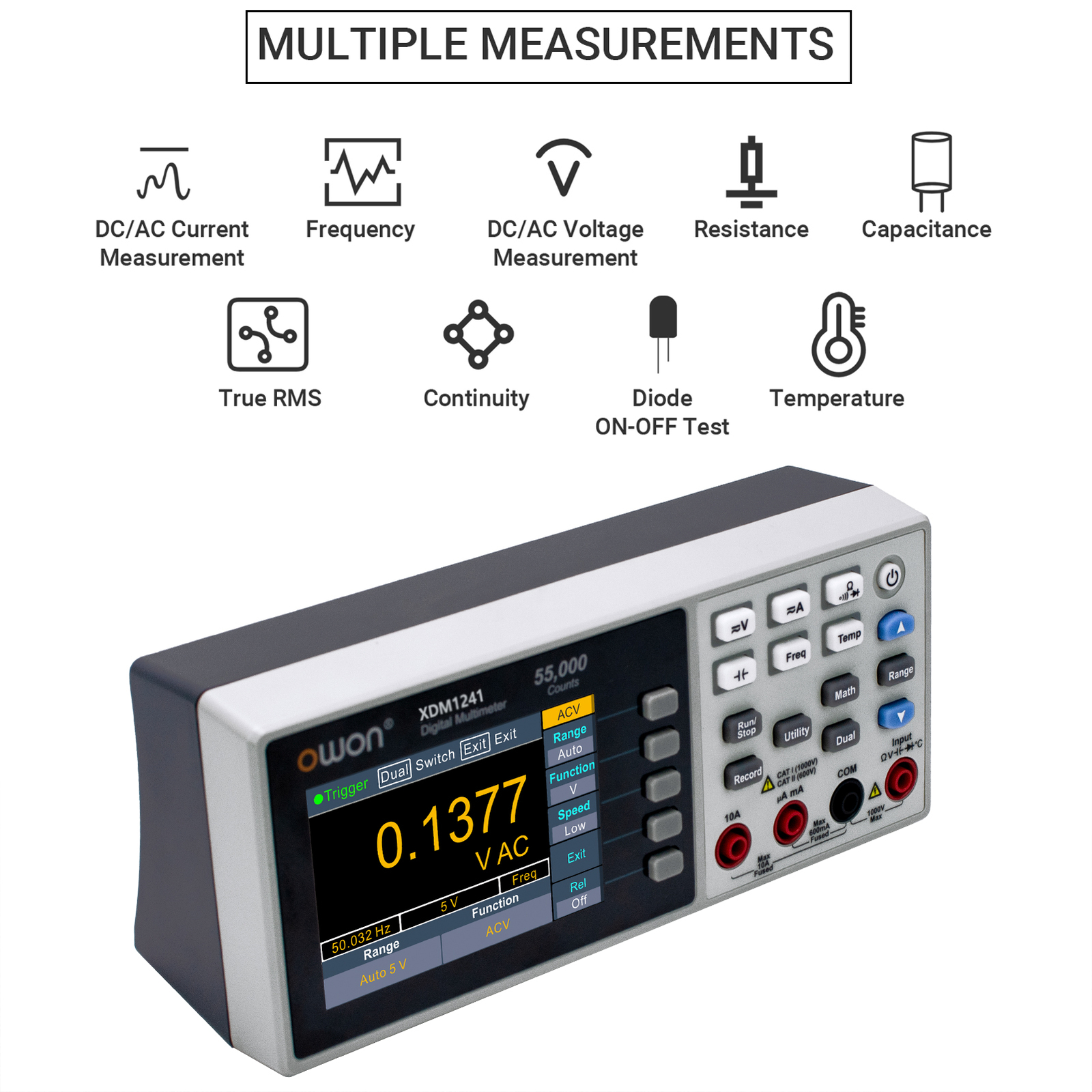 Owon XDM1241 Desktop Digital Multimeter Rechargeable 55,000 Counts E3A0