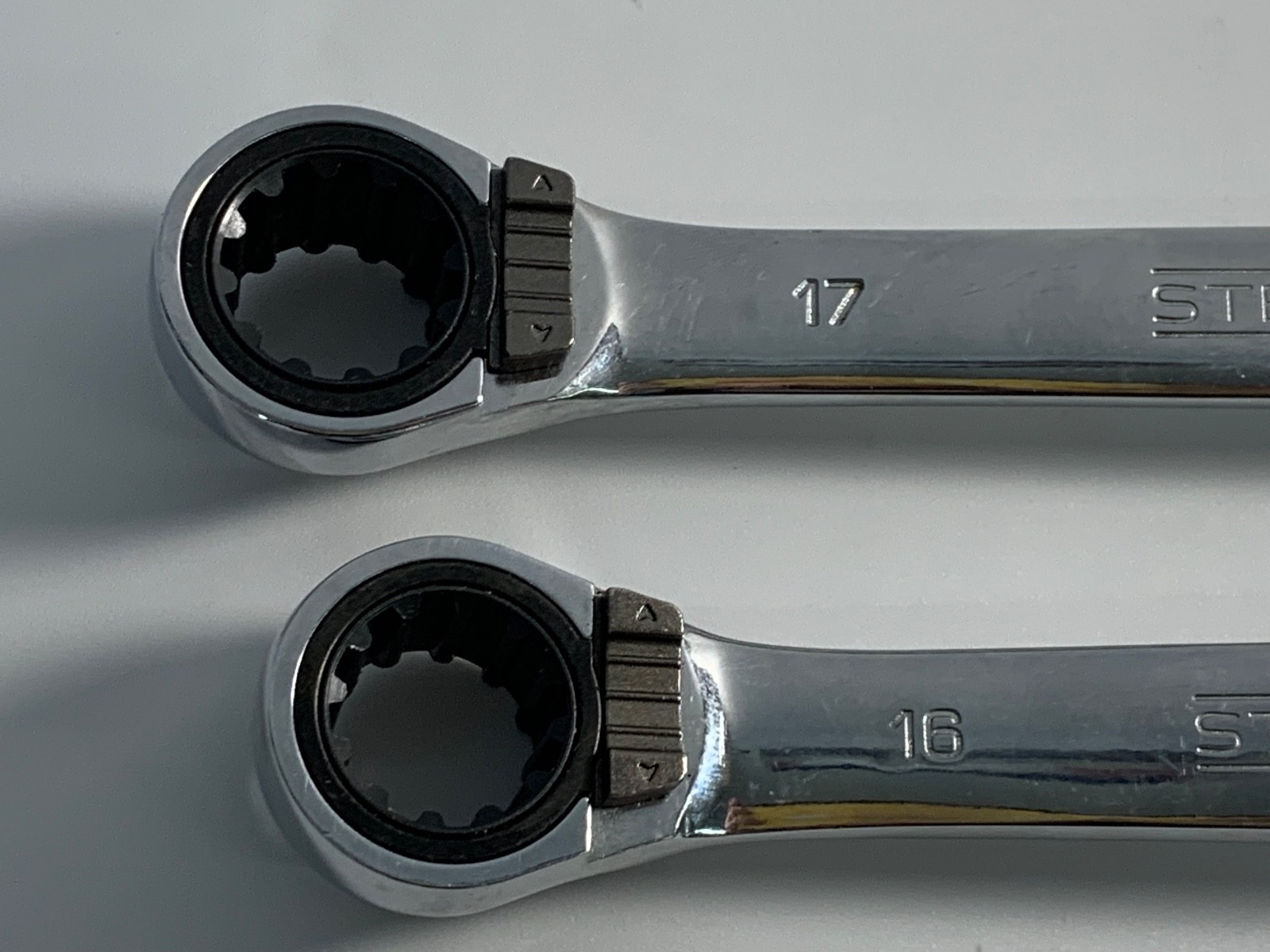 (2) STEELMAN PRO Double Box Reversible Ratcheting Wrench 17mmx19mm, 16mmx18mm