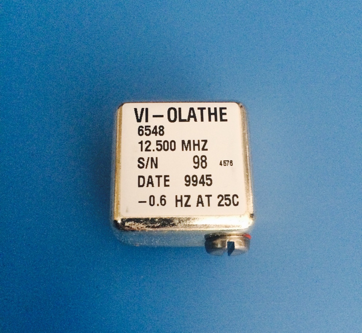 6548 VI-OLATHE OSCILLATOR 12.500MHZ +5V 4 PIN DIP ADJ -0.6HZ AT 25′