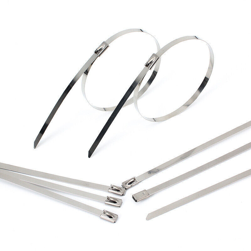 100 Pcs 150*4.6mm 304 Stainless Steel Metal Exhaust Wrap Locking Cable Zip Ties