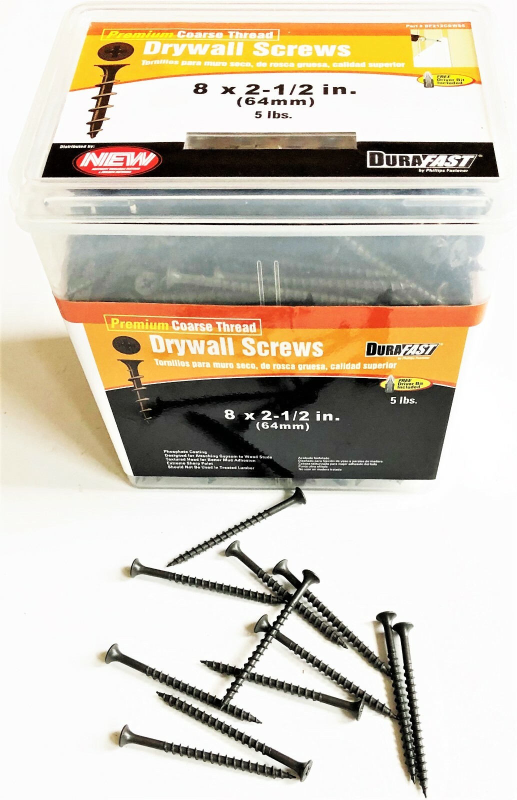 5LBS DURA FAST 2-1/2″ DRYWALL SCREWS PHILLIPS COARSE THREAD BUGLE HEAD #41240