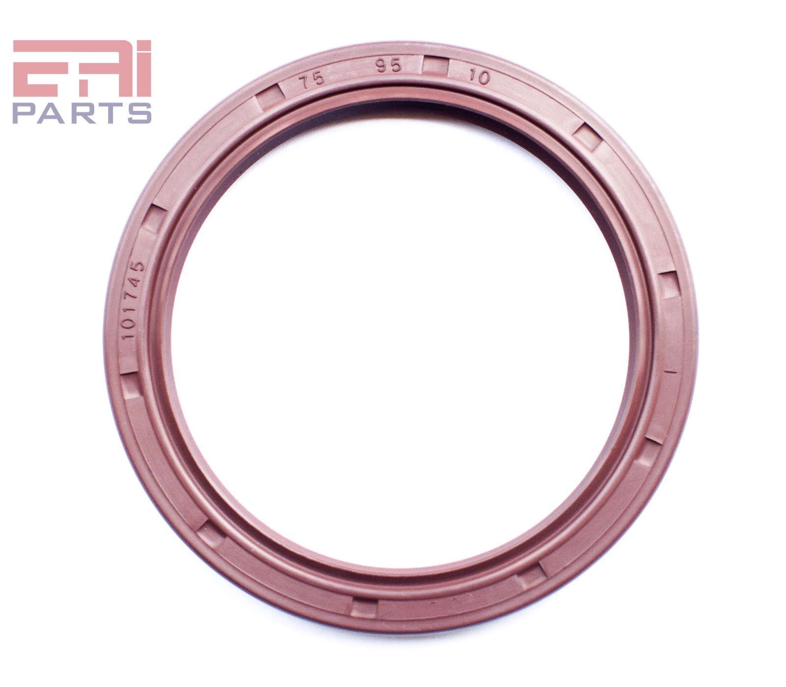 EAI 75x95x10mm FPM/FKM Oil Shaft Rotary Seal w/ Stainless Steel Spring Dbl Lip