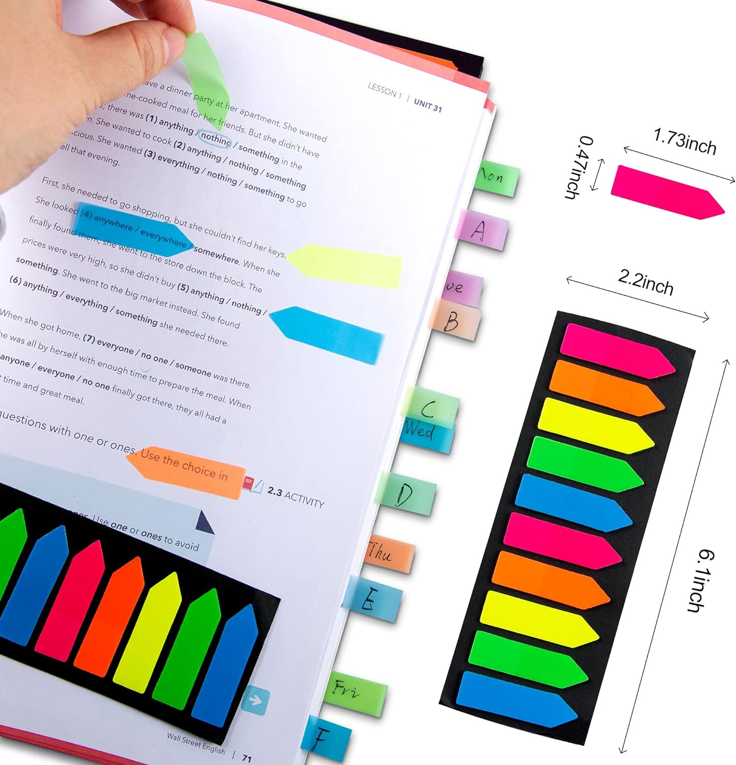 1200 Pcs Arrow Flag Sticky Tabs Page Markers Index Bookmarks 10 Colors PET