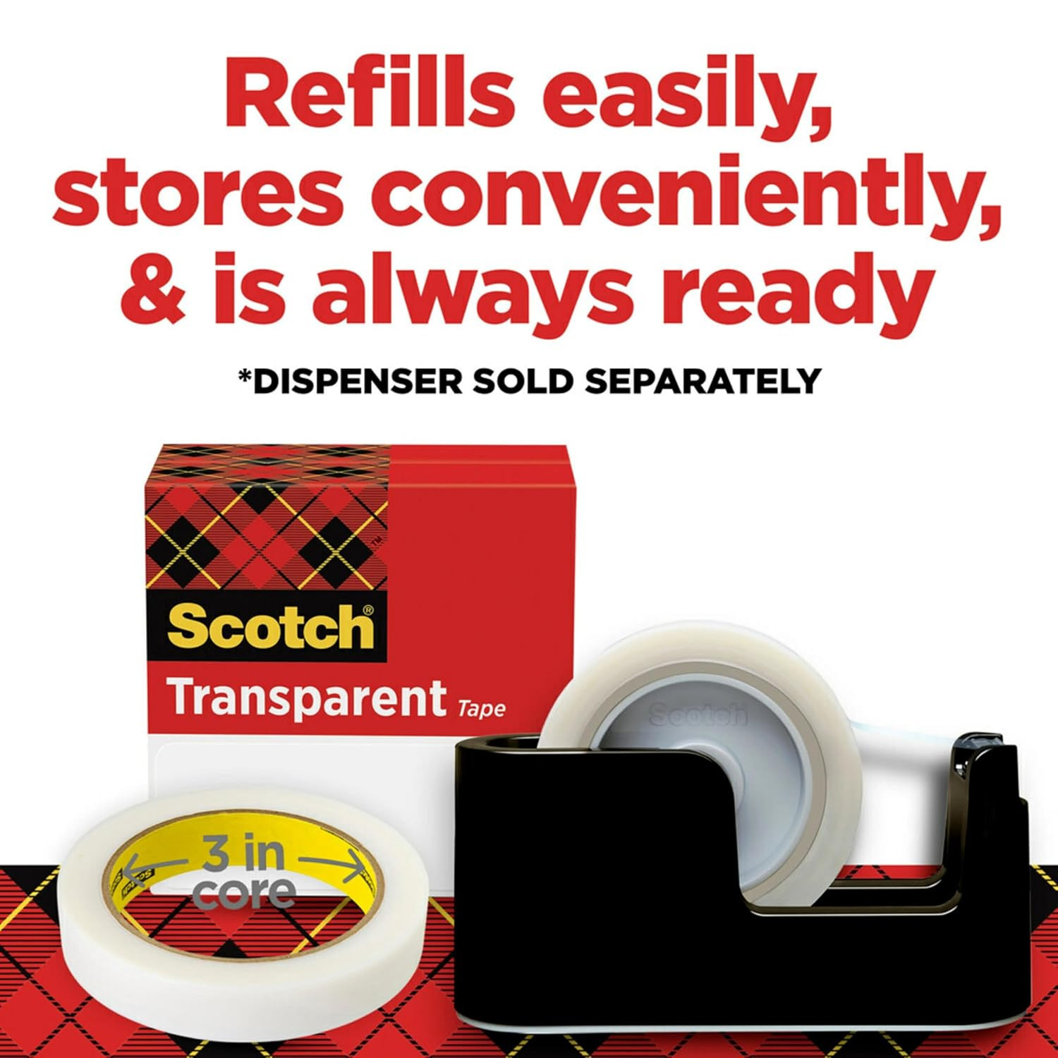 Scotch Transparent Tape, 2 Rolls, 1/2 X 2592 Inches, Classic Glossy-Finish, Boxe