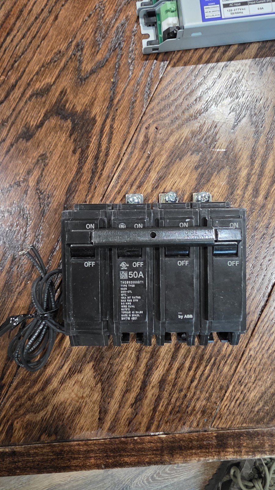 GE/ABB THQB32050STI 3 Pole 50 Amp Breaker Shunt Trip