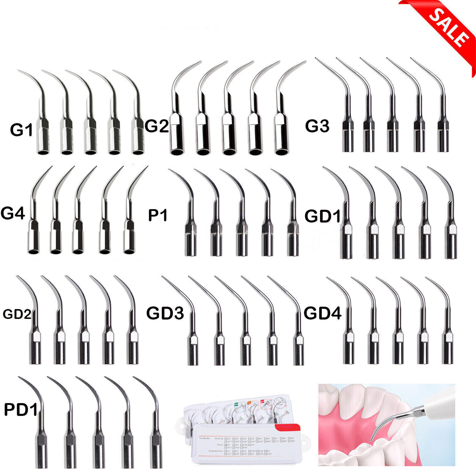 5× Dental Ultrasonic Piezo Scaler Tips fit Woodpecker EMS DTE SATELEC Handpiece