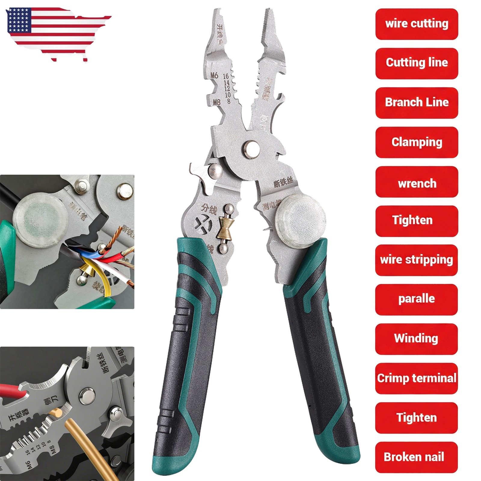 14 In 1 Wire Stripper Wire Stripping Tool with Voltage Tester Cable Cutters