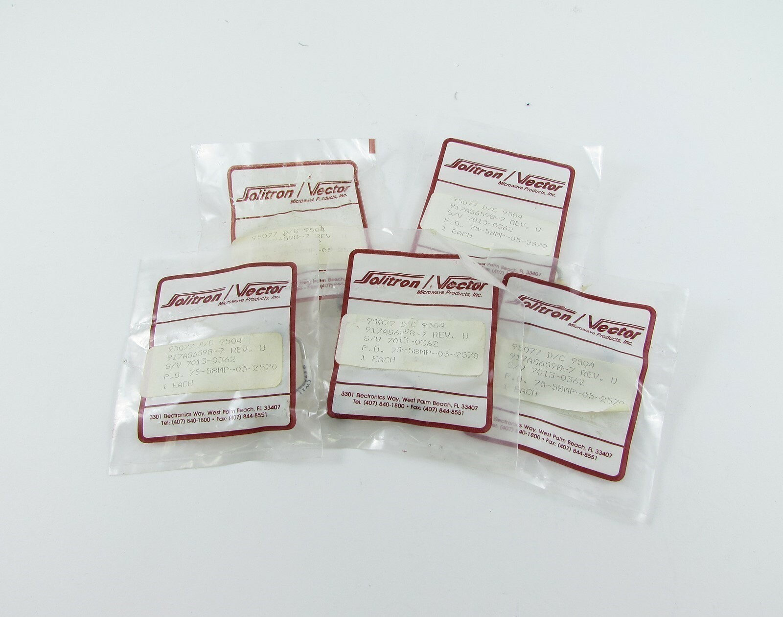 Lot of (5) SV Microwave 7013-0362 SMA-M to SMA-M Semi-Rigid SS Cable Assemblies