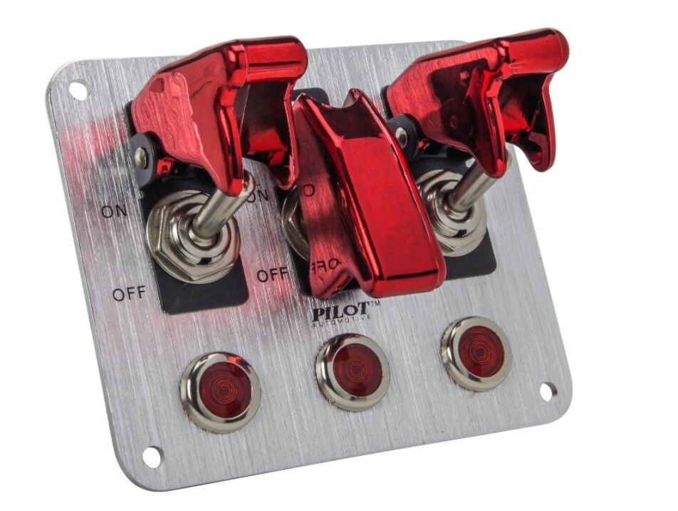Pilot Automotive Performance Toggle Switch with Red Safety Cover