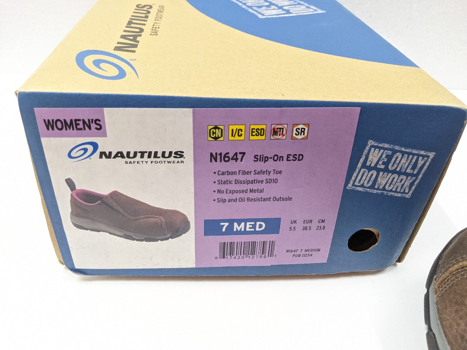 Nautilus Safety Footwear Women’s Slip-on ESD Industrial Shoe Size 7 MED Brown