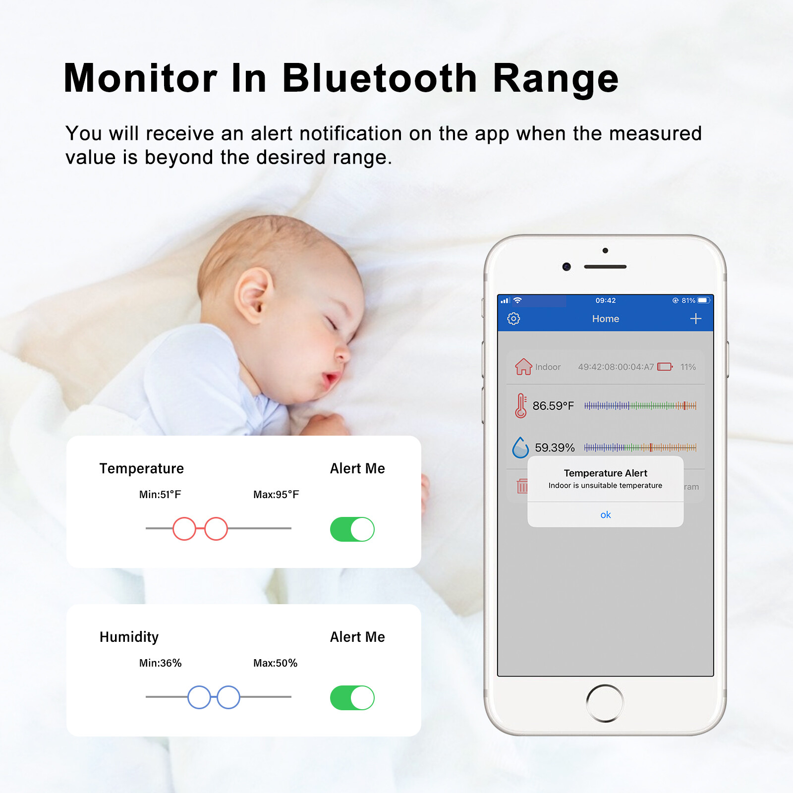 Inkbird Smart Thermometer Temperature Humidity Monitor Hygrometer External Probe