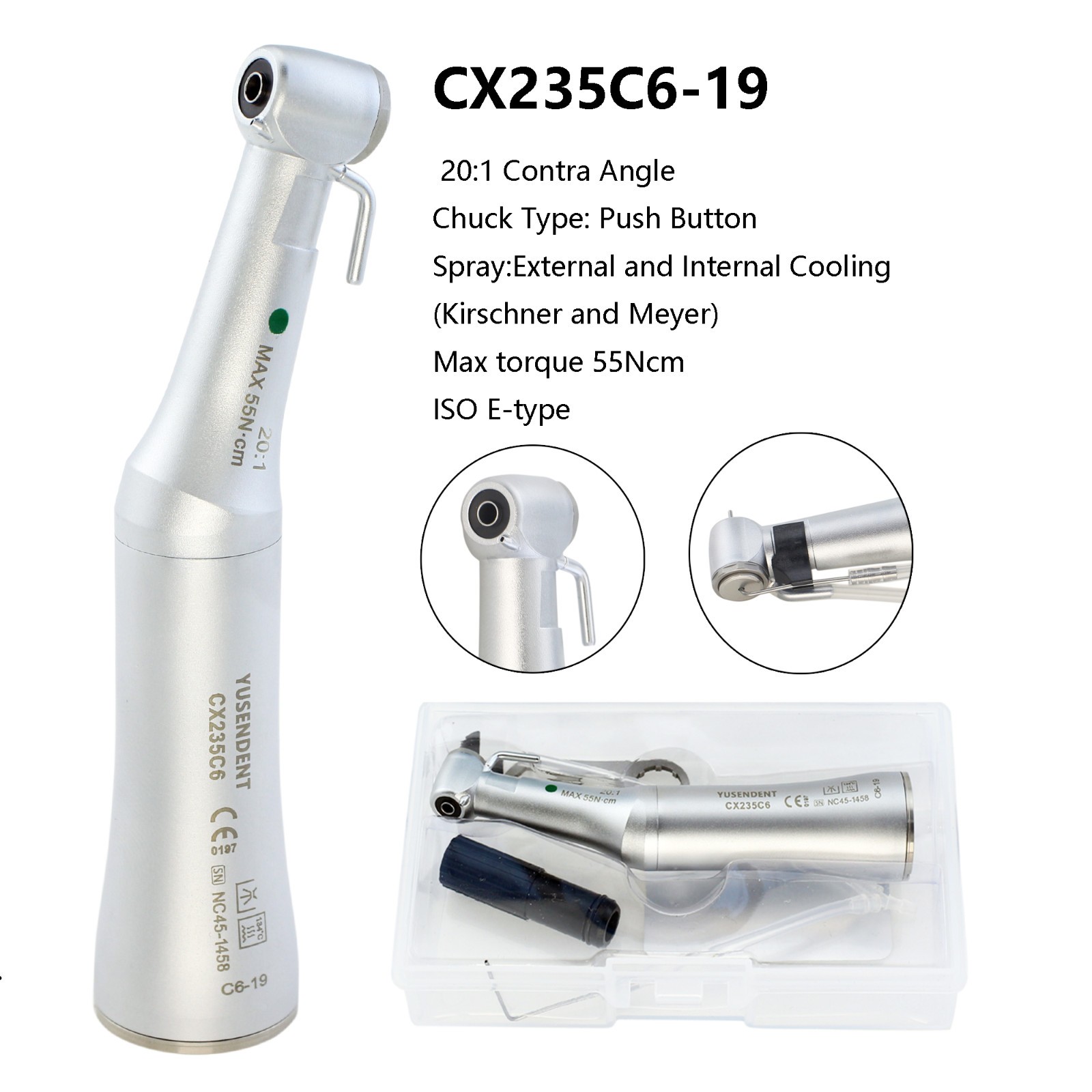 COXO Dental Surgical Handpiece 20:1 Implant Contra Angle 1:1 Straight Attachment