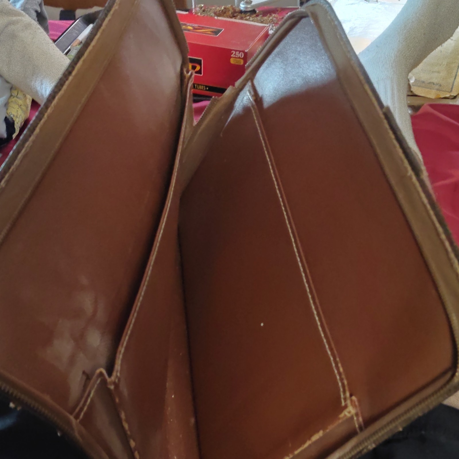 vintage Brown Leather Daily Use Binder Organizer Case with Zipper Closure