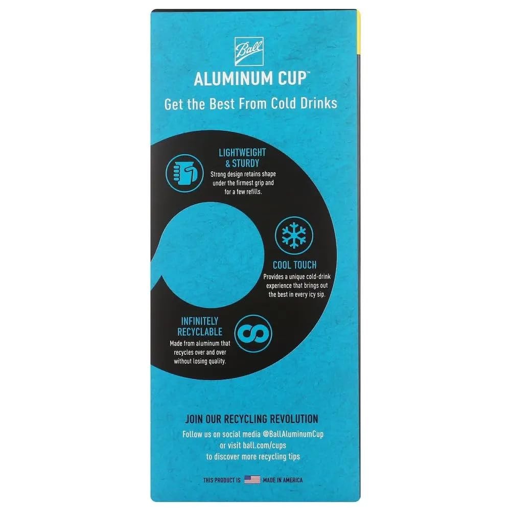 Aluminum Cup, The Ultimate 100% Recyclable Cold-Drink Cup, 16 oz (12-Count Pack)