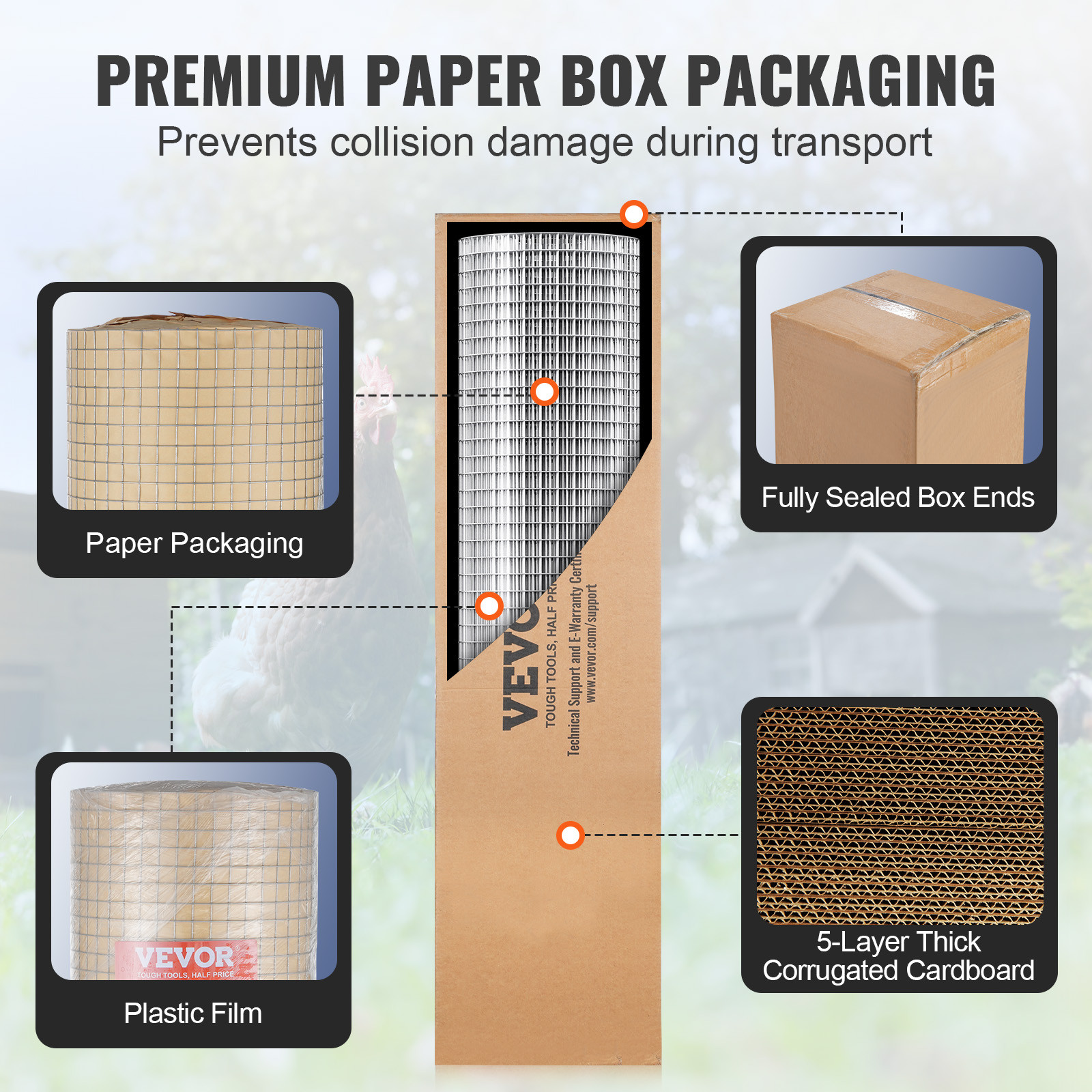 VEVOR Hardware Cloth 1/2″ 24in x 25ft 19 Ga Wire Mesh Roll Chicken Wire Fencing