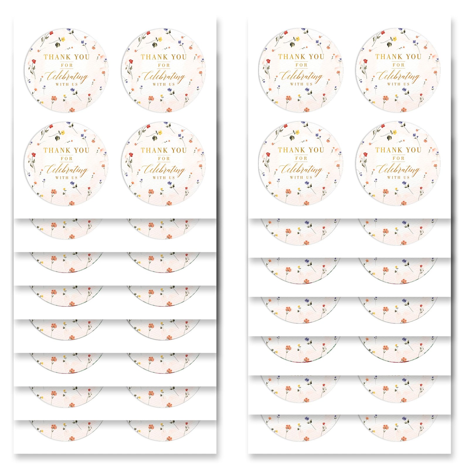 Spring Wild Floral Wedding Thank You Labels Thank You for Celebrating with St…
