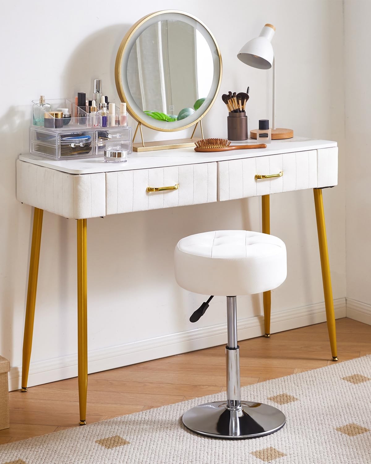 IBUYKE Height Adjustable 360°Swivel Height: 41-53Cm (16-21 Inches), White