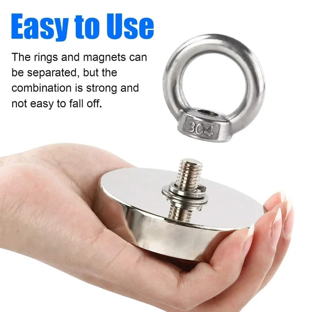 N52 Rare Earth Neodymium Magnet Heavy Duty Salvage Fishing Finder Eyebolt Hook (