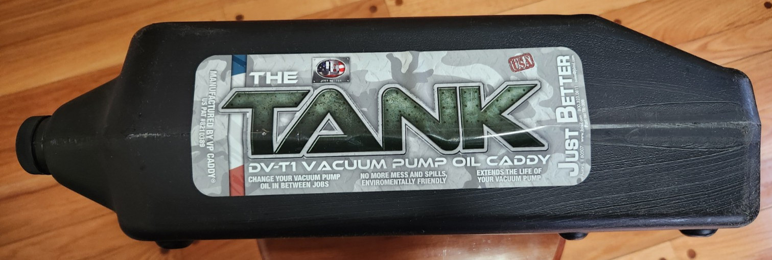 JB INDUSTRIES- JUST BETTER «THE TANK» DV-T1 VACUUM PUMP OIL CADDY MADE IN USA