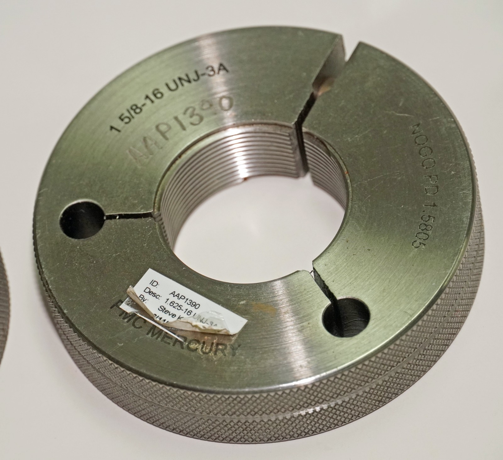 1-5/8-16 UNJ-3A Thread Ring Gage Set Go 1.5844 NoGo 1.5805 PMC Mercury USA