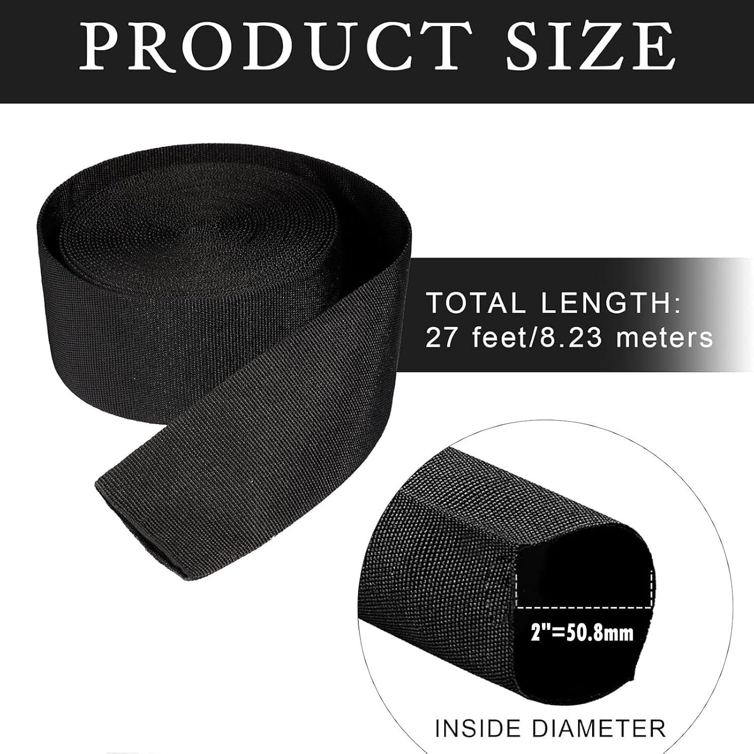 27 FT Nylon Protective Hose Sleeve 2″ ID Cable Sleeve Torch Hydraulic Hose Prote