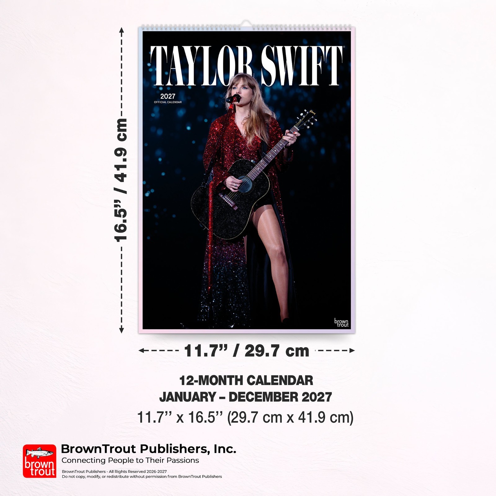 Taylor Swift OFFICIAL | 2027 11.7×16.5″ (Hanging) A3 Poster Wall Calendar