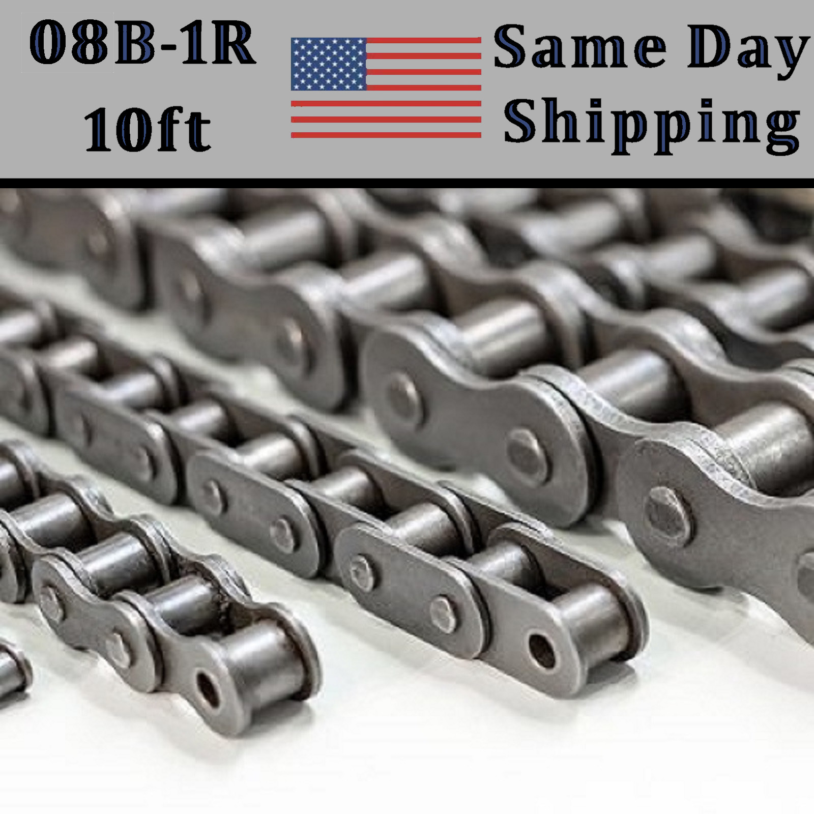 08B-1 Roller Chain 10 FT Metric – Same Day Priority Shipping –