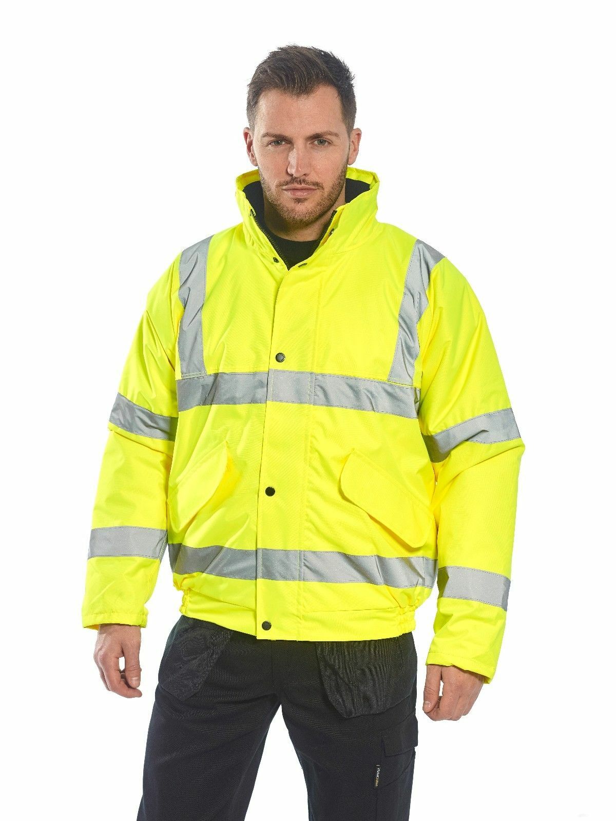 Portwest US463 Mens Waterproof Hi Vis Bomber Jacket Winter Safety Reflective