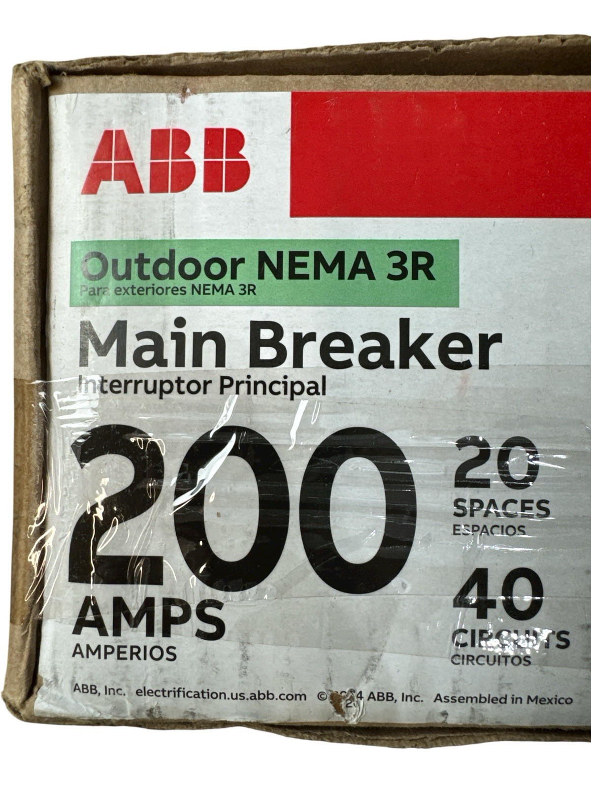 ABB 200A 20 Space 40 Circuit Outdoor Main Breaker Panel Value Pack PAM2020RPA