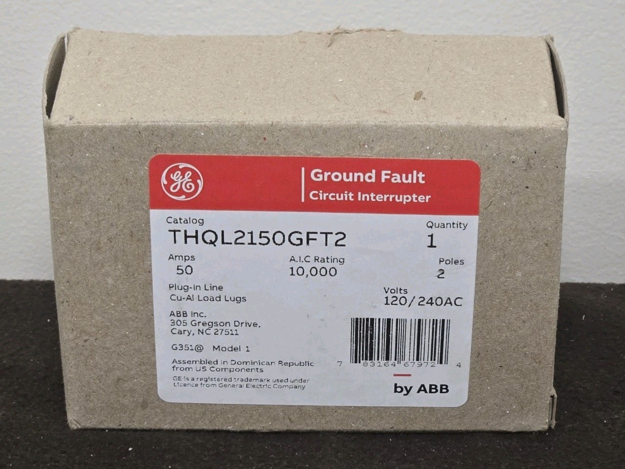 NEW NIB General Electric ABB THQL2150GFT2 2 Pole Ground Fault Circuit Breaker