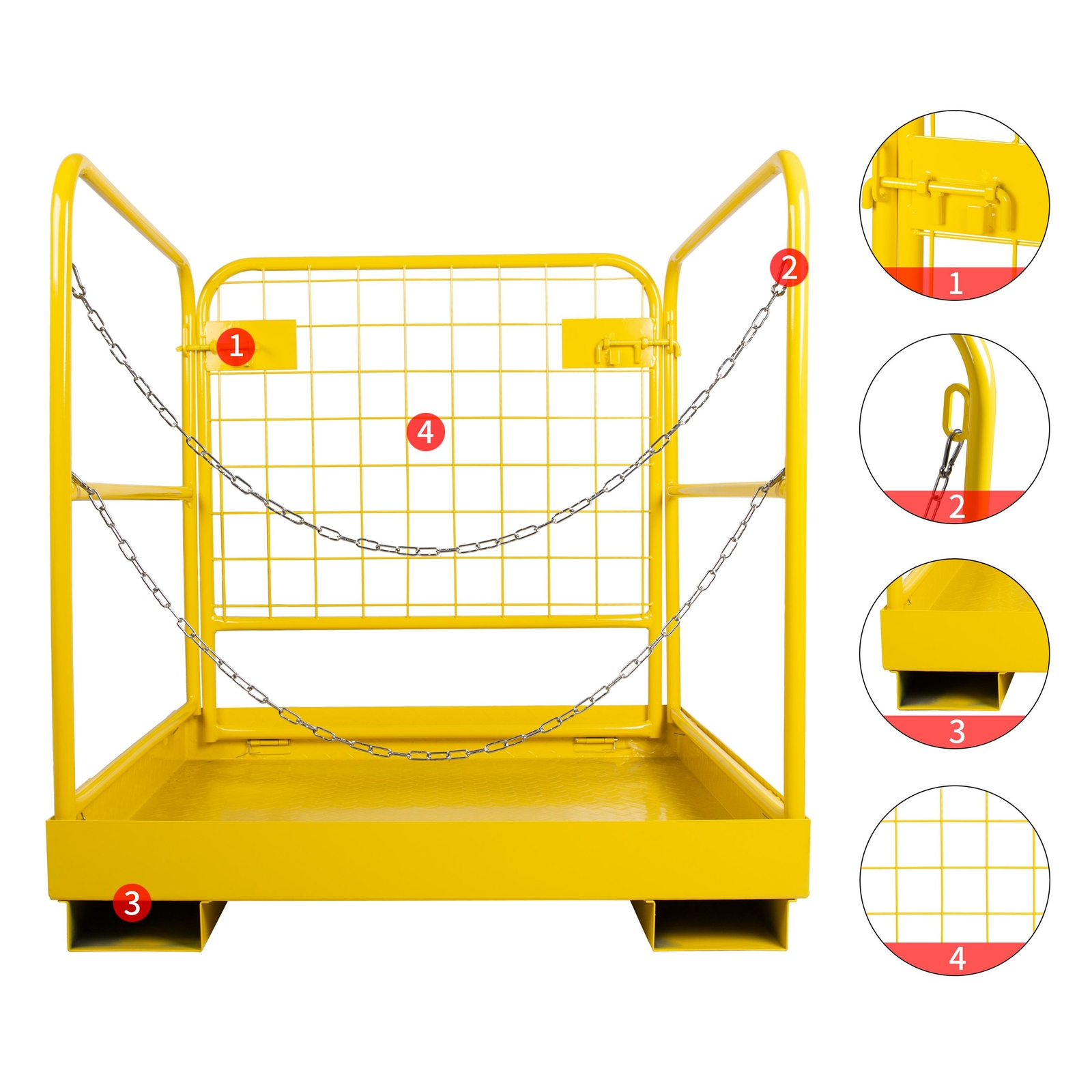 Heavy Duty Forklift Safety Cage Work Platform Basket 36″x36″ 1200lbs for Aerial