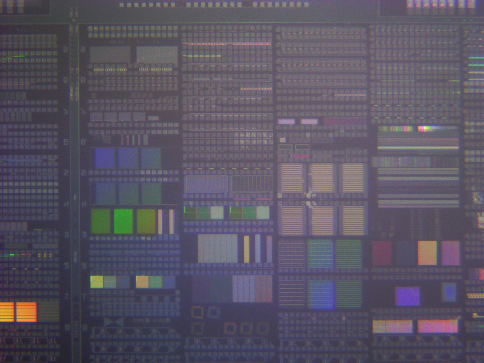 Colorful 6″ Rockwell silicon wafer: Microprocessors/Memory and test patterns