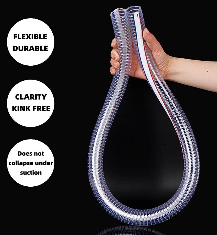 PEISONGFEI 1 1/4 Inch ID x 1 1/2 Inch OD Heavy-Duty Steel Wire Suction PVC