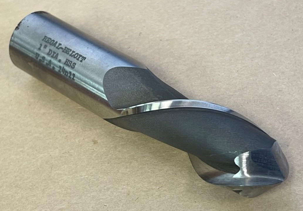 REGAL-BELOIT END MILL 1″ DIA 4.75″OAL 2 FLUTE BALL HSS LH 14n11 MADE IN USA