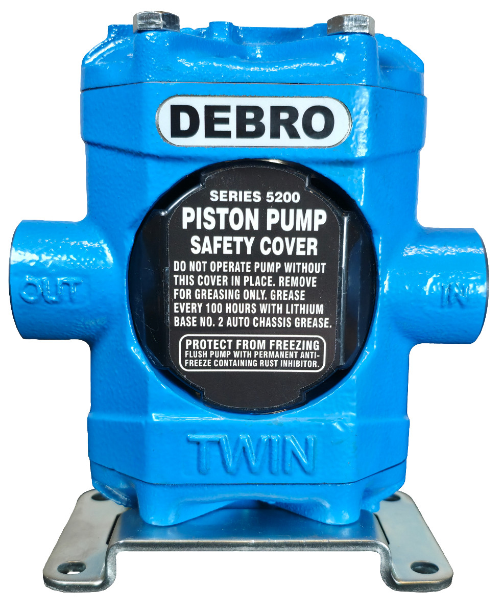 Debro 5210C Piston Pump – Solid Shaft, Leather Cups, Cast Iron Housing