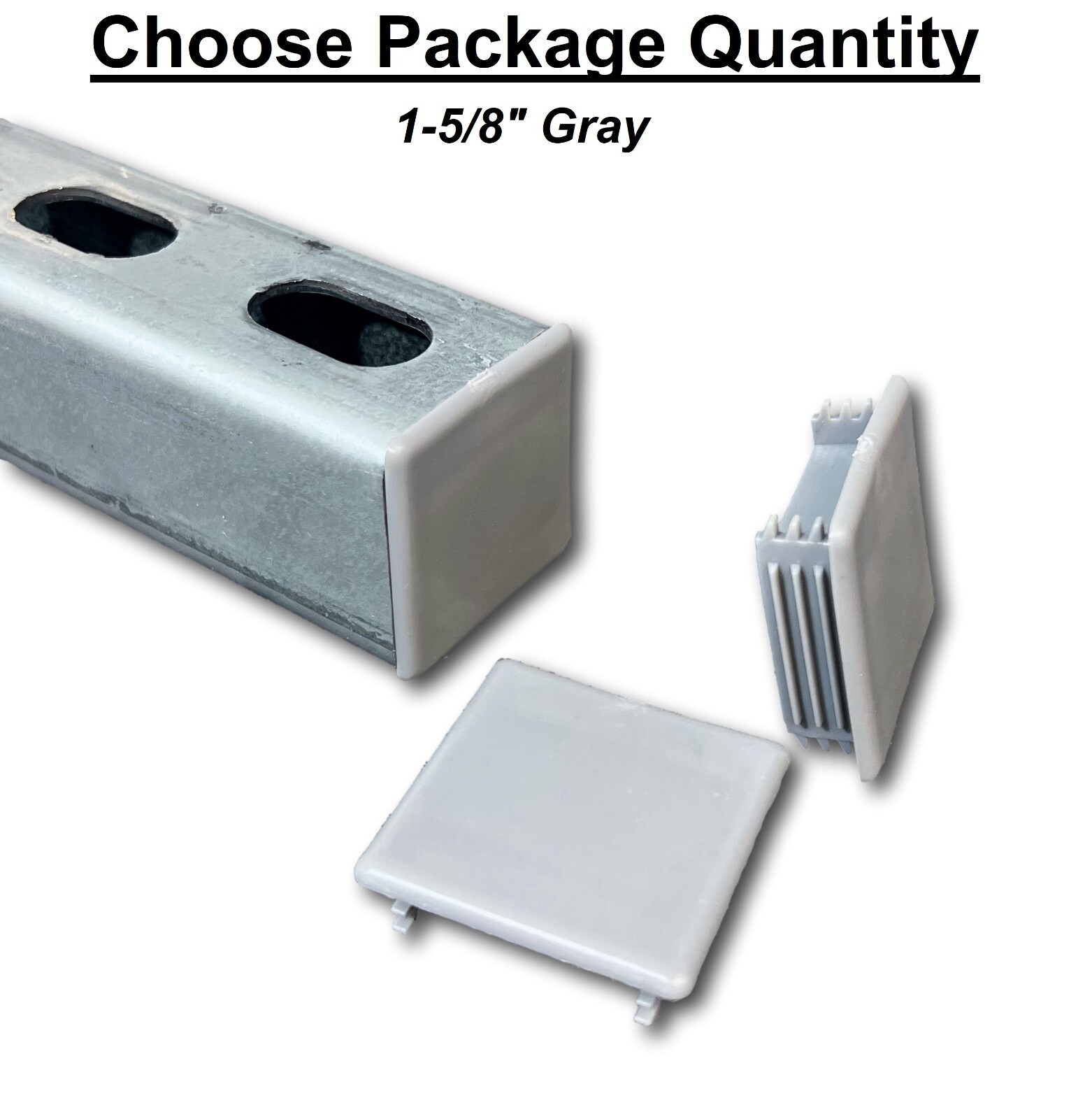 PVC Style Plastic GRAY GREY End Caps Unistrut Channel 1-5/8” X 1-5/8” #EC-2G